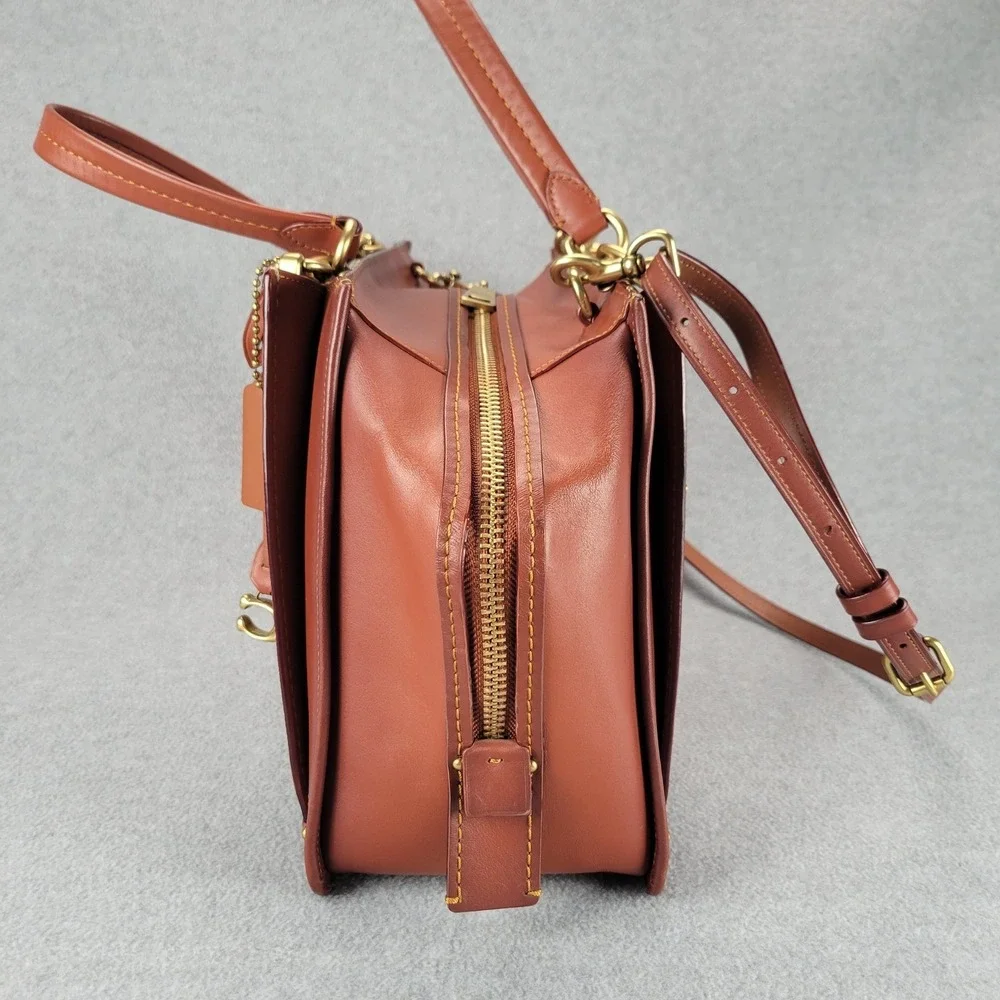 Coach Dreamer 67035 Satchel Signature Canvas Tan Rust Leather Crossbody‎ Bag